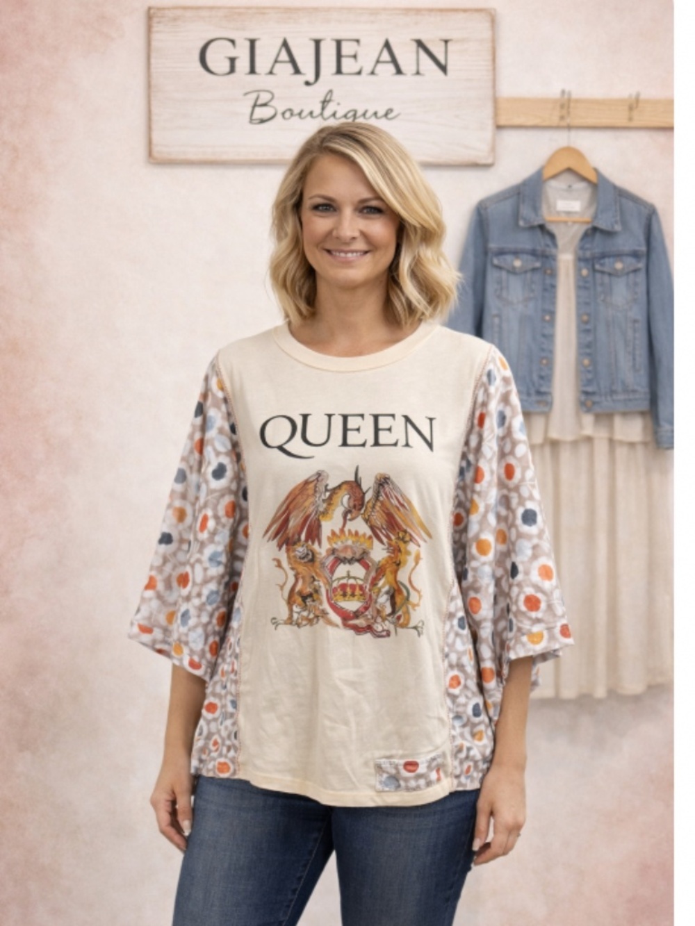 QUEEN CUSTOM MADE GRAPHIC BATWING TEE TOP ONE SIZE